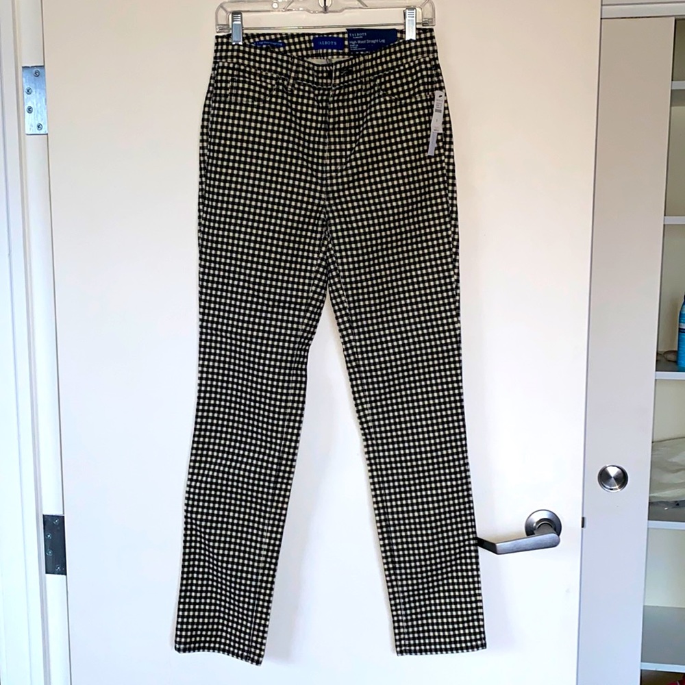 High-Waisted Checkered Work/Dress Pants